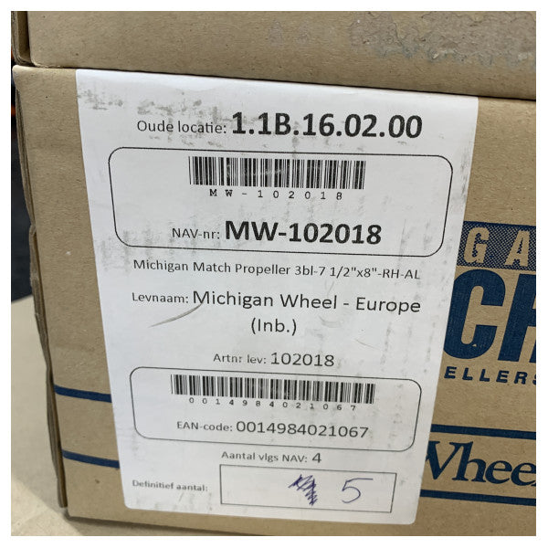 Michigan Match 3-bladet aluminiumspropel 7.5 x 8 RH - 102018 