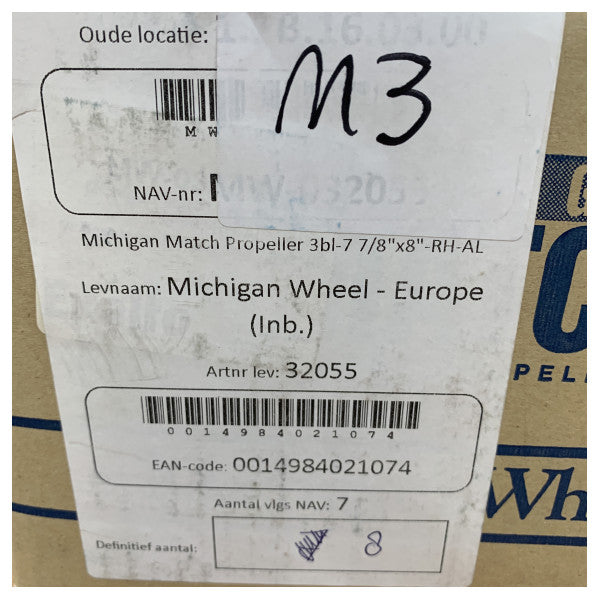 Michigan Match 3-blads aluminiumspropell 7 7/8 x 8 RH - 32055 