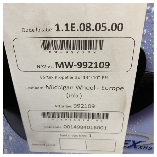Michigan Vortex 3 Kanatlı Alüminyum Pervane 14 x 10 RH - 992109 