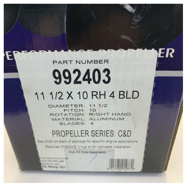 Michigan Vortex 4-Blatt Aluminium-Propeller 11 1/2 x 10 RH - 992403 