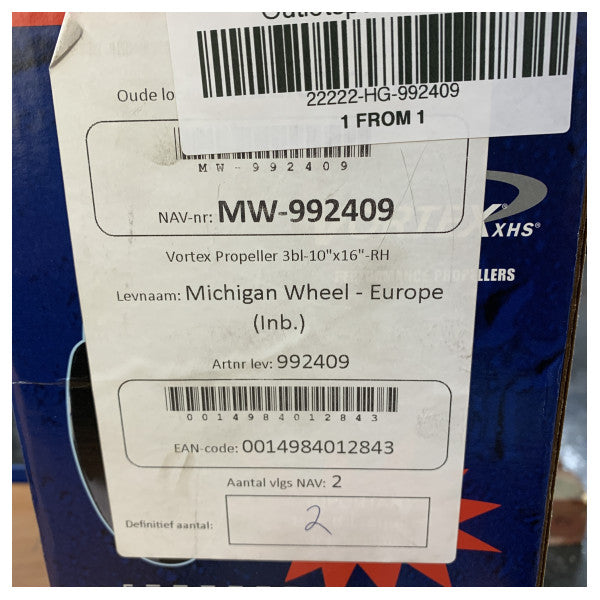 Michigan Vortex 3-Blatt Aluminium-Propeller 10 x 16 RH - 992409 