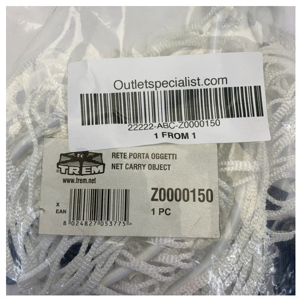 TREM Z0000150 Marine oppbevaringsnett hvitt for yachtens pantry og kahytt 