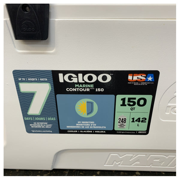 Igloo Marine Contour 150 صندوق تبريد بحري 142 لتر، صندوق ثلج بحري كبير، أبيض 