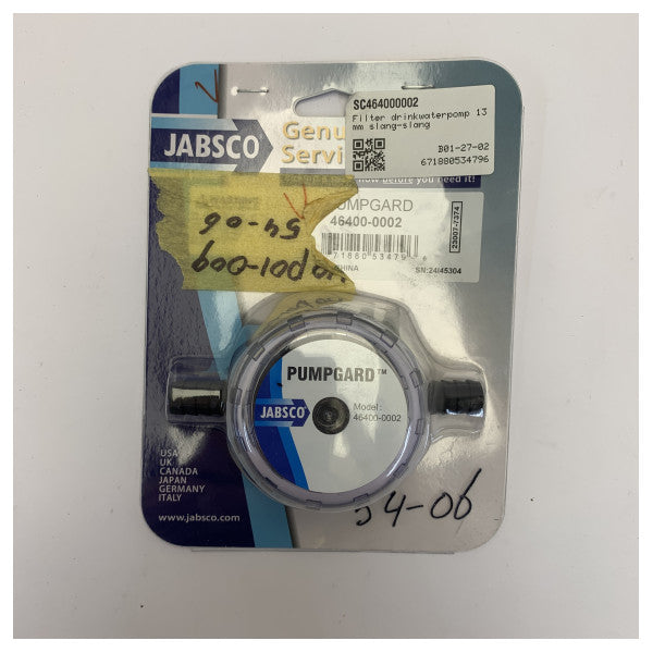 Jabsco 46400-0002 PumpGuard inline-silfilter for marint vann 19 mm (3/4") 