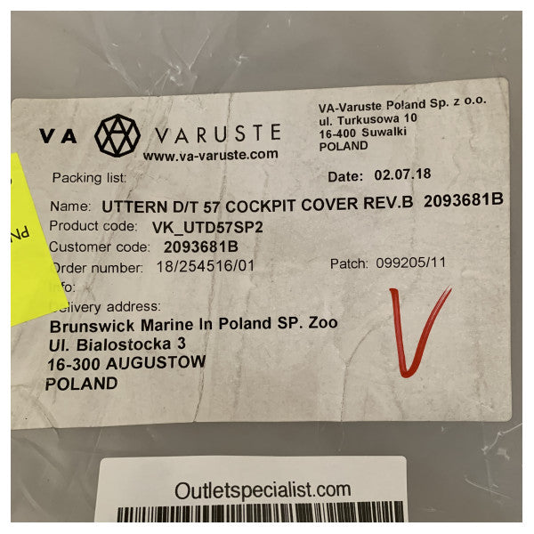 غطاء قمرة القيادة من القماش الأسود لطراز Uttern D/T 57 - VK_UTD57SP2 