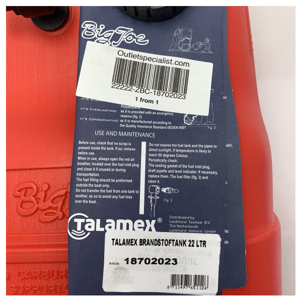 TALAMEX Outboard Motor Tank Tank 22L rot - 18702023