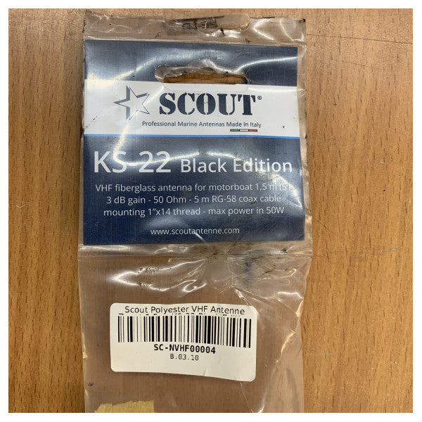 Scout KS-22 Marine VHF-antenne med høj ydeevne, 1,5 m glasfiber yachtantenne 