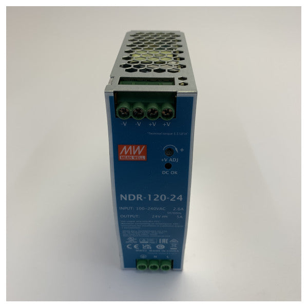 MEAN WELL NDR-120-24 Alimentatore per guida DIN 24V 5A 120W - PSU di grado marino 