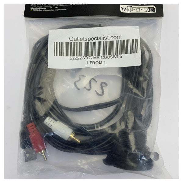 Fusion MS-CBUSB3.5 Marine USB & 3.5mm AUX Flush Mount Cable - MS-CBUSB3-5