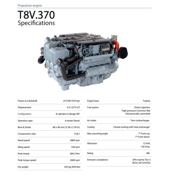 Nanni T8.370 meridieselmoottori 370 hv V8 bobtail - T8370EH05 