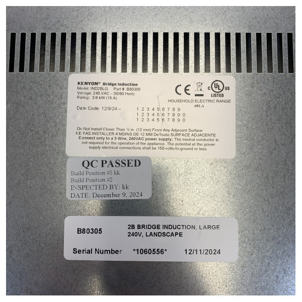 Kenyon 2-brænder induktionskogeplade 230V 50/60Hz - Ny - B80305 
