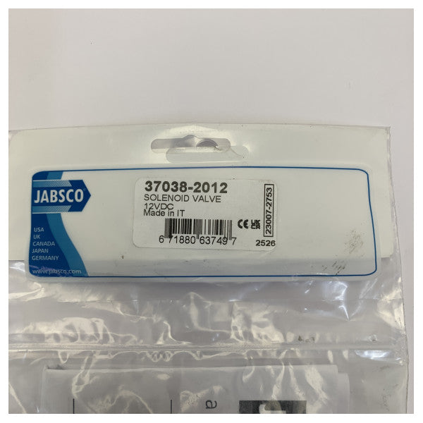 صمام ملف لولبي Jabsco 37038-2012 بجهد 12 فولت لمرحاض Quiet Flush البحري 