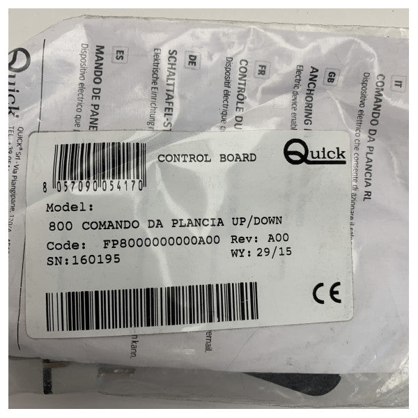 Panel de control del molinete Quick Model 800 Up-Down negro 12/24V 