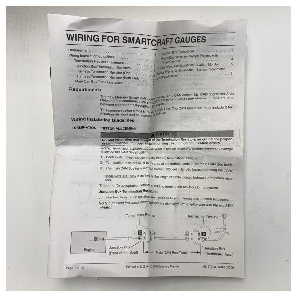 Conjunto de cabos de medição marítimos SmartCraft 1904623 usados da Mercury - Cablagem durável e resistente à água para barcos