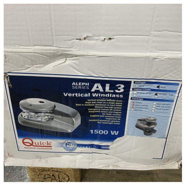 Quick Aleph Verticale Marine Ankerwinde 1500W 24V - 10mm Spillkopf-Set 