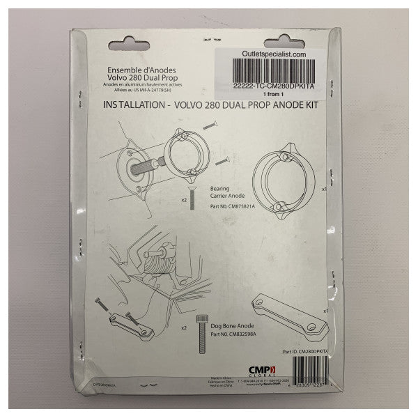 Kit de ânodo de alumínio Martyr para motor Volvo Penta 280 - CM280DPKITA