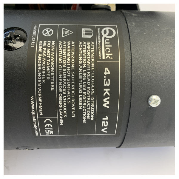 Propulsor de proa Quick BTQ185 85kgf 12V 185 mm - BTQ1808512 Propulsor Marítimo para Iate 