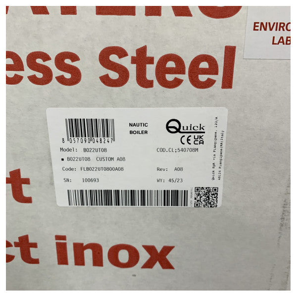 Quick B022UT Marine-Wasserboiler 22L 220V 800W - B022UT08 