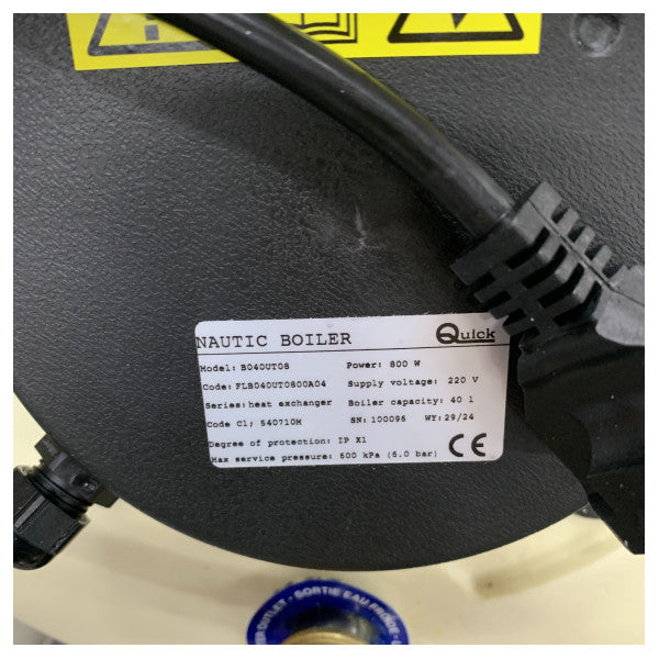 Quick Sigmar Marine Su Isıtıcısı B040UT - 40L 220V Paslanmaz Çelik Kazan 