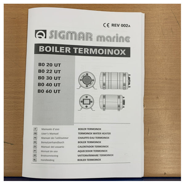 Quick Sigmar Marine Su Isıtıcısı B040UT - 40L 220V Paslanmaz Çelik Kazan 