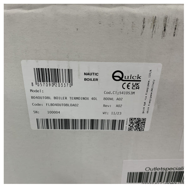 Quick Sigmar Marine-Wassererhitzer 40L 110V - B040UT08L Inox-Boiler 