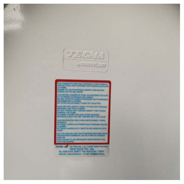 Tecma Breeze elektrisk 24V standard aktermontert marinetoalett - BRE024NW/S02 