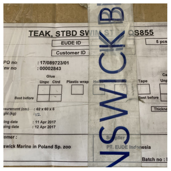Quicksilver 855 Teak Schwimmpodest Seitentreppe Kit - O85O03 