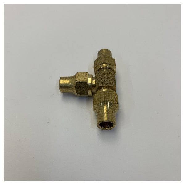Messing flare T-kobling 5/16inch T-KOS 19c for marint HVAC og rørlegging - 03-2352 