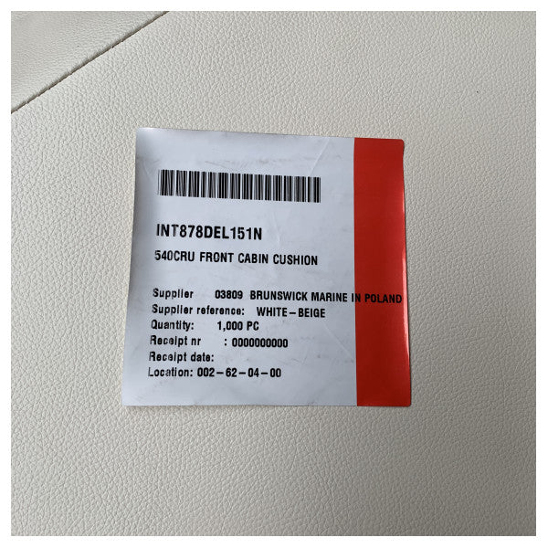 Quicksilver 540 Cruiser Ön Kabin Yastığı Beyaz - Bej - 878DEL151N 