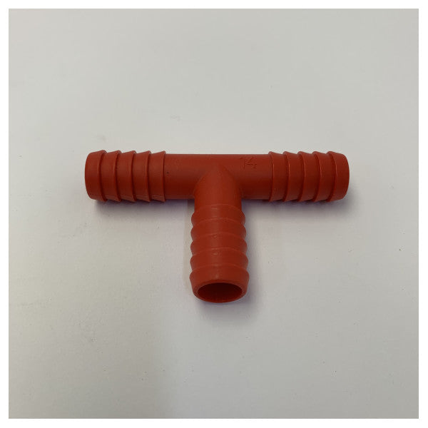 Osculati 14mm Barbed T-Connector Hose Fitting - Red Marine Pipe Joiner 17.204.14