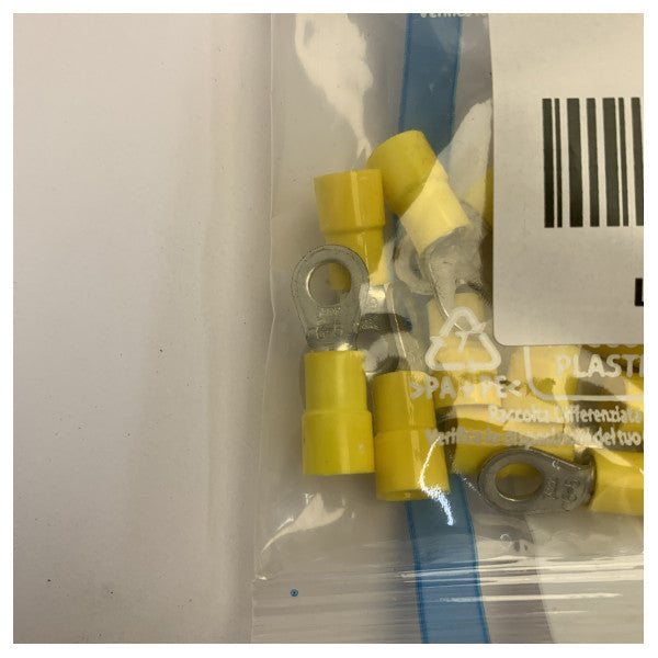 Isolated Yellow 6 M5 Rumen Ring Cable Lug