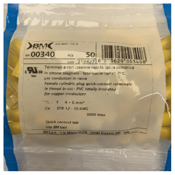 Gule isolerede hun-quick-connect-terminaler 4-6 mm 50 stk 