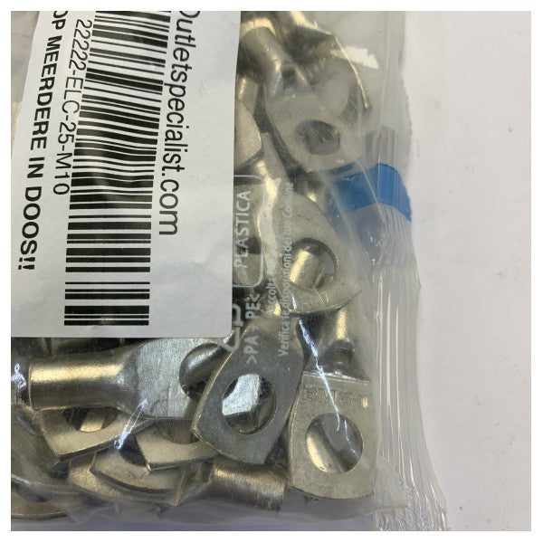 Kupfer-Rohrkabelschuh 25mm2 M10 - Marine-Grade elektrischer Verbinder 90 Stk. 