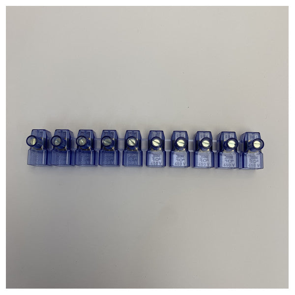 10mm 10-Pole Electrical Terminal Block Connector Strip Blue 
