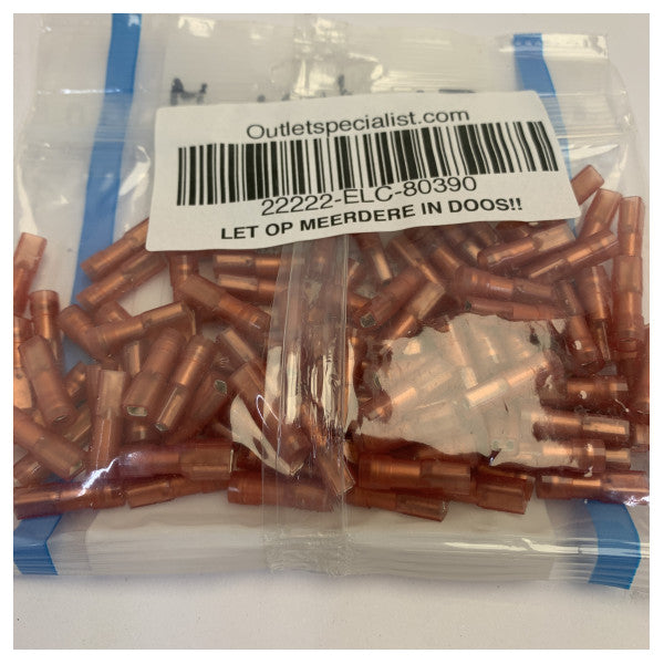 BM Group 1.5-3.2mm Red Insulated Female Crimp Terminals - 100pcs