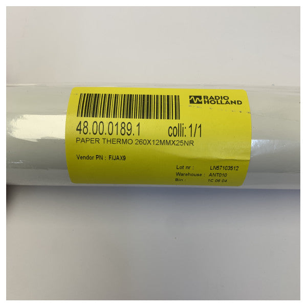 Termisk vejr-faxpapir til JAX-9A - 260 mm x 25 m rulle 