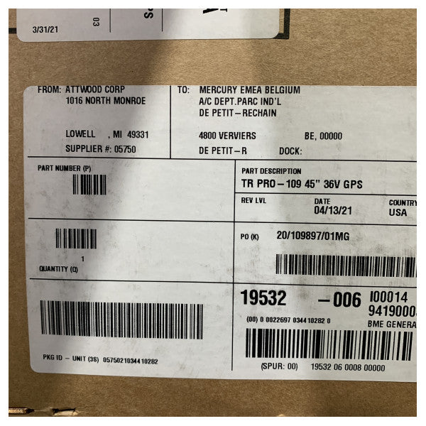 MotorGuide Tour Pro trollingmotor 109LB 45 tommer + Pinpoint GPS 36V - 941900030 