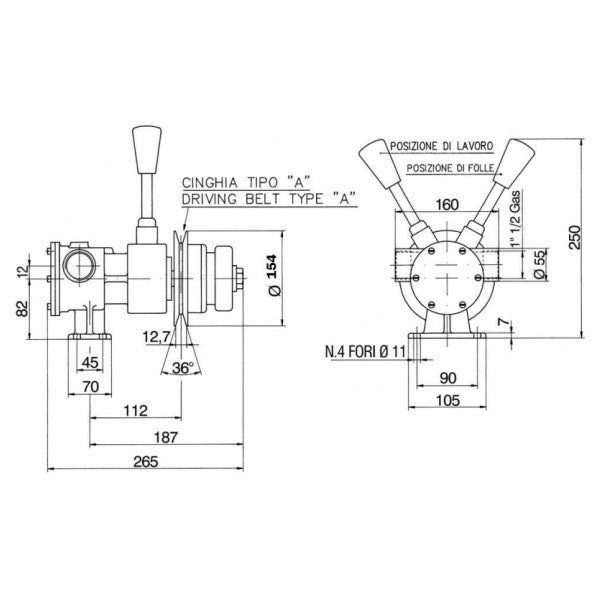 Ancor  PM40F Brass Marine Pump with Manual Clutch 293L/min 