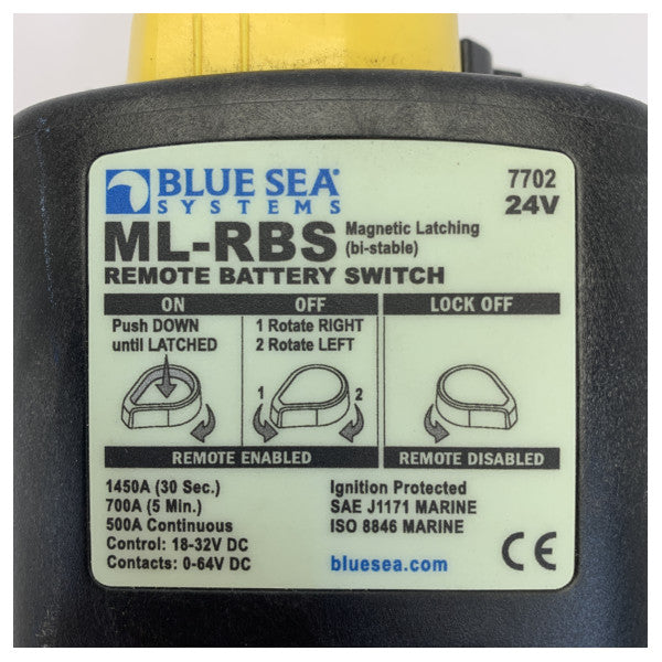 Blue Sea Systems ML-RBS fjärrstyrd batteribrytare 24V med manuell överstyrning 
