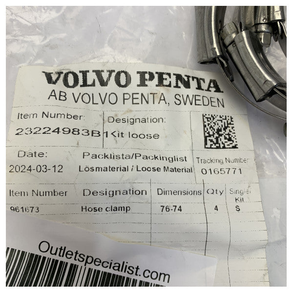 Volvo Penta 23224983B1 marineslangeklemmesett med 4 - yachtutstyr 