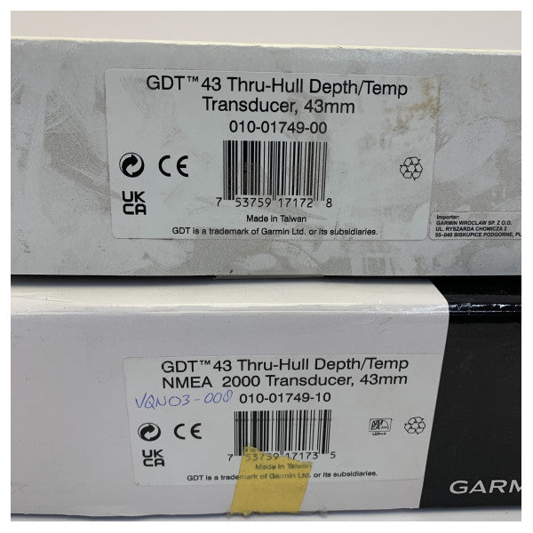 Transductor de profundidad y temperatura pasacascos Garmin GDT 43 