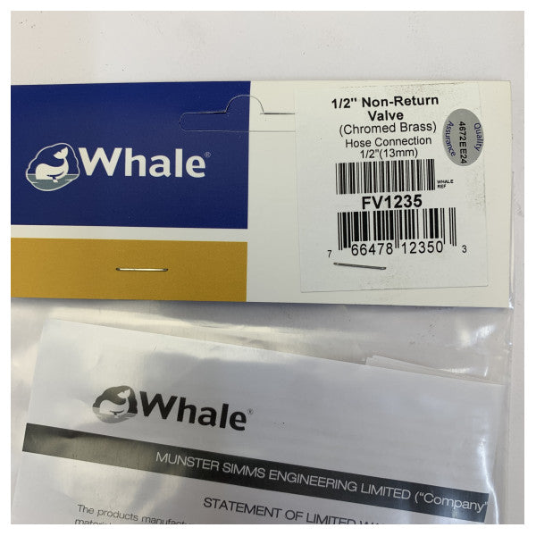 Whale FV1235 Protip 1/2 Inch rörventil för ventilation - marin komponent av hög kvalitet 