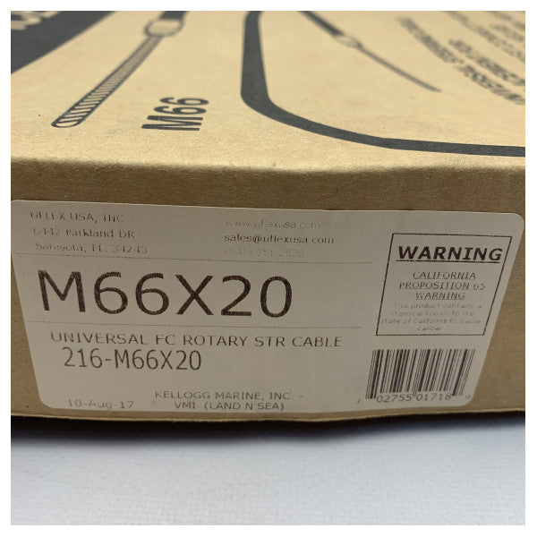 Cabo de direção marítimo universal Uflex M66 X 20 pés � Substituição em aço inoxidável durável para modelos de capacete Uflex Fast Connect, Teleflex QC e Morse Command 290