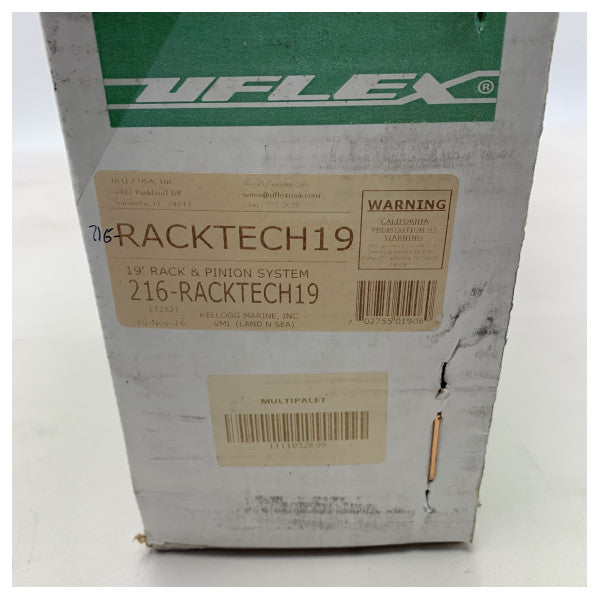 UFLEX Racktech 19ft Stainless Steel Marine Rack & Pinion Steering Cable System for Waterski Boats & Stern Drives