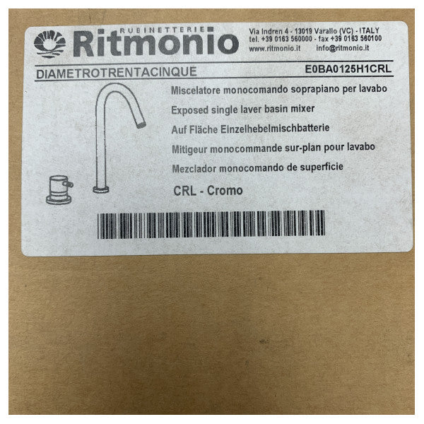 Ritmonio 125H1 CRL Mixer de cuenca expuesta con acabado cromado hígado único