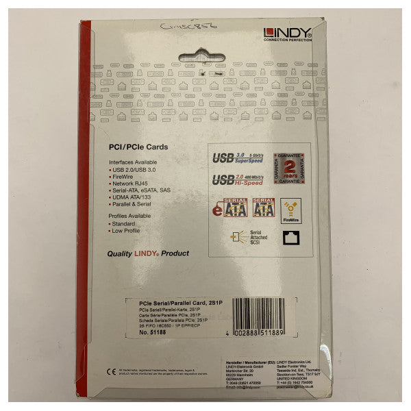 LINDY tarjeta PCIe Serial y Paralela 2S1P �€�€�€� Conectividad de Dispositivos Legados Confiable 