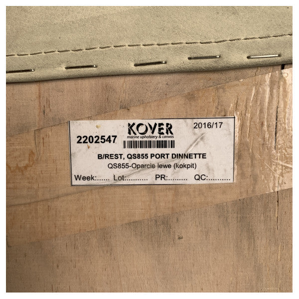 Quicksilver 855 Backbord Dinette Rückenlehne Sitzkissen Weiß - 2202547 