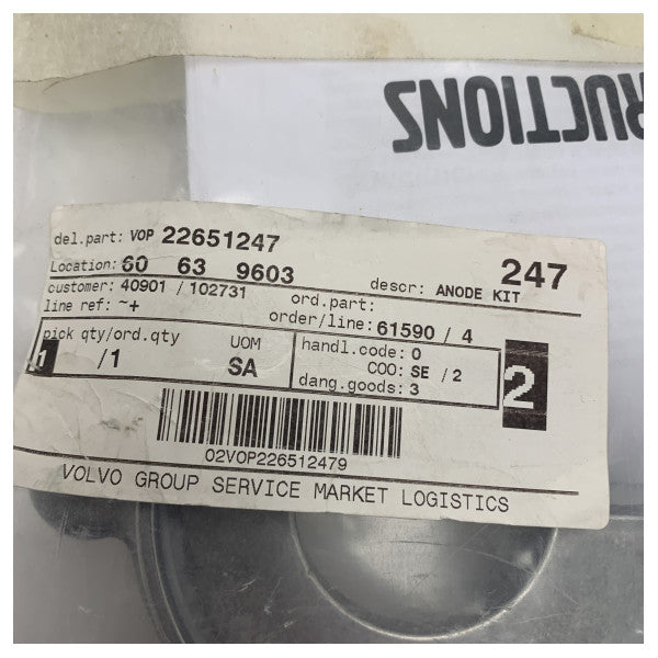 طقم أنود فولفو بنتا المغنيسيوم للحماية من تآكل المحرك البحري - 22651247