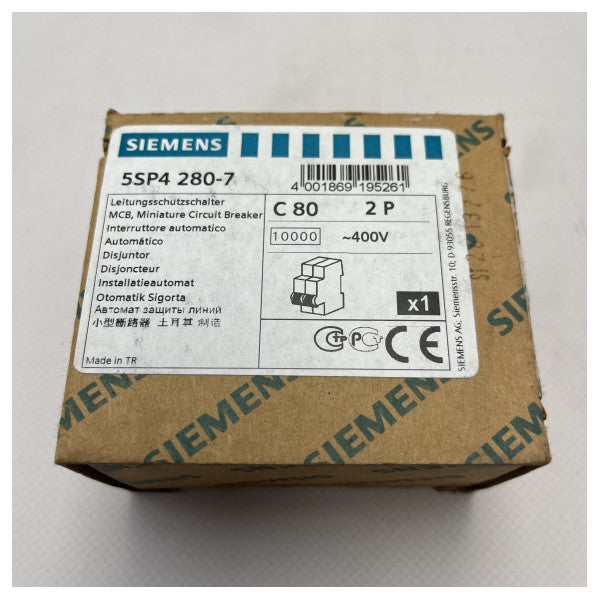 Siemens 2-Pole 80A Marine Miniature Circuit Breaker 20kA for Ship Electrical Safety
