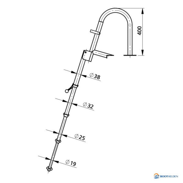 Vetus ανοξείδωτη τηλεσκοπική σκάλα σκαφών - 4 βήματα αναδιπλούμενη σκάλα κολύμβησης για σκάφη και γιοτ 